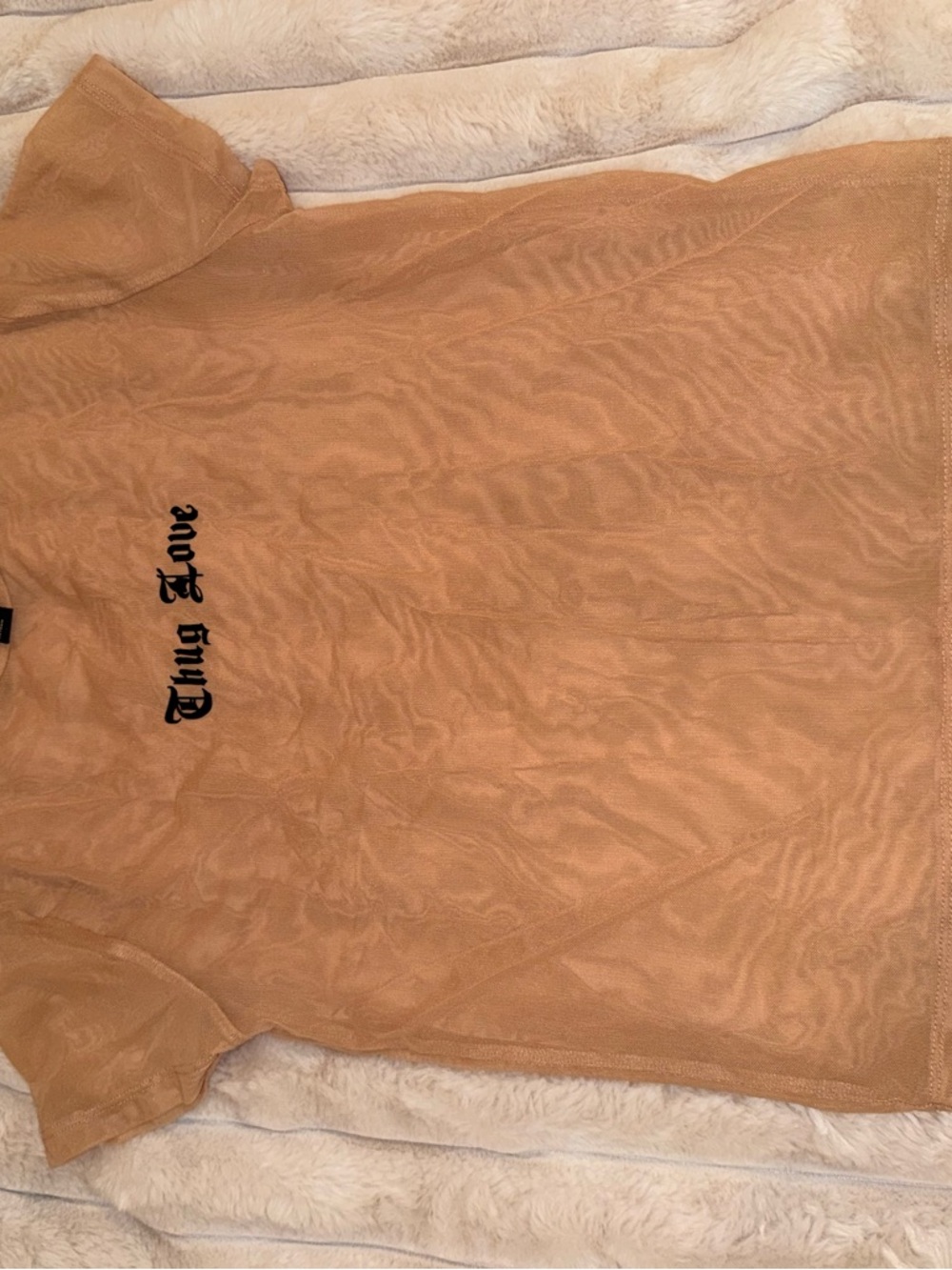 Forever 21 Beige Mesh Short Sleeve Top